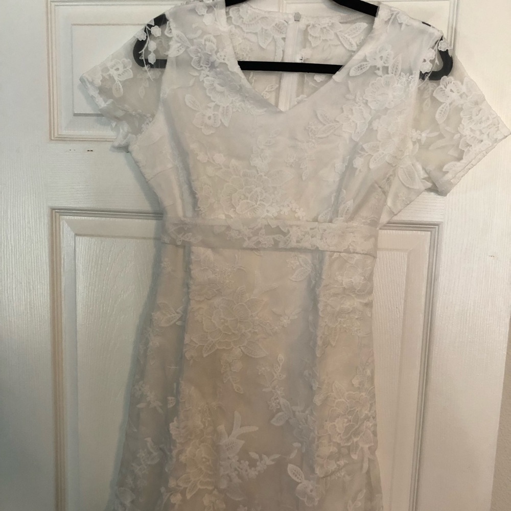 White Dress Laced Back size L